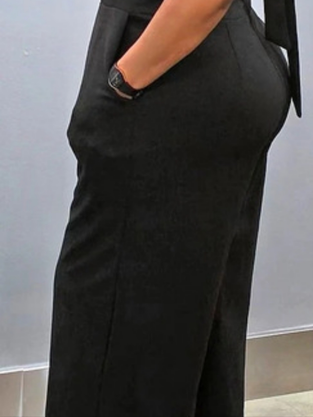 Petal +Pup Black Ruffled Wide-Leg Jumpsuit